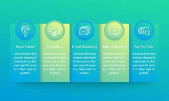 infografías de marketing digital, diseño de banner con iconos de línea vector