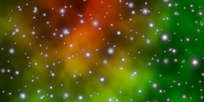 Dark Green, Yellow vector background with colorful stars.