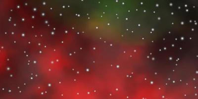 Dark Green, Red vector background with small and big stars.