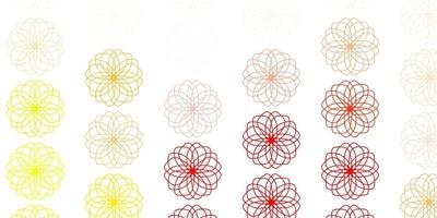 Light red, yellow vector doodle template with flowers.