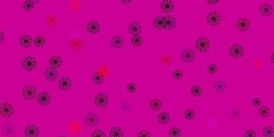 Light Purple, Pink vector doodle background with flowers.