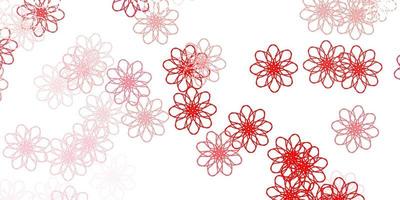 Light Red vector doodle template with flowers.