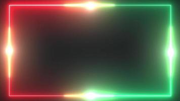 Glow red and green neon border background with flares