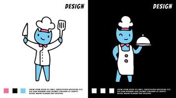 cute cat chef mascot, illustration for t-shirt vector