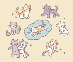 Various actions of a cute cat character. vector