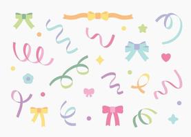 Various types of ribbons and ribbon tapes vector