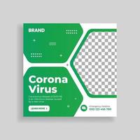 Corona Virus Covid 19 Social Media Post Template Design vector