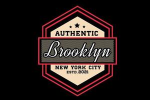 authentic brooklyn typography design vector