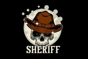 diseño de ilustración de sheriff con calavera vector