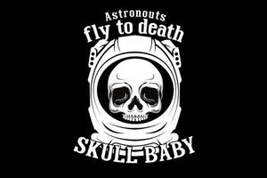 astronauts fly to death illustration design with skull vector