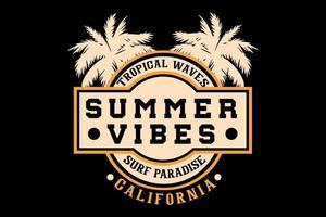 summer vibes surf paradise typography design vector