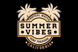 summer vibes surf paradise typography design vector