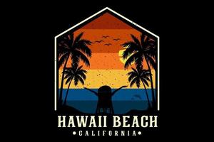 hawaii beach california silhouette design vector