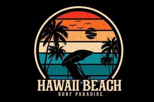 diseño de silueta de paraíso de surf de playa de hawaii vector
