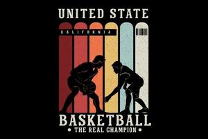 basketball the real champion merchandise silhouette design vector