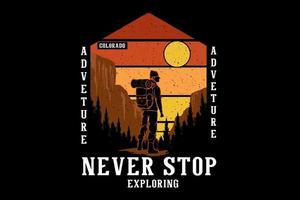 adventure never stop exploring hand drawn illustration design vector