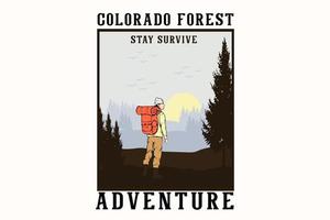 colorado forest stay survive silhouette illustration flat design vector
