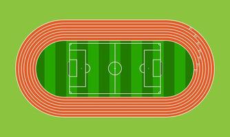 campo de atletismo y campo de fútbol en el estadio de hierba verde vector