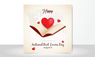 Happy national book lovers day august 09 illustration vector design