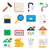 Pack of Estate and Property Flat Icons vector