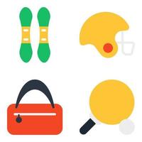 Pack of Sports Accessories Flat Icons vector