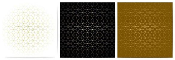 Geometric pattern with golden lines black,white,and gold background vector