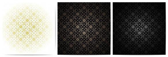 Geometric pattern with golden lines black,white,and gold background vector