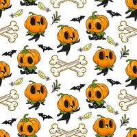 jack o lantern halloween seamless pattern vector