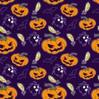 halloween pumpkin seamless pattern vector, pumpkin, feather and bug vector