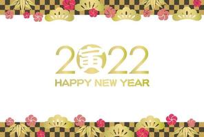 2022, Year Of The Tiger, Card With Japanese Patterns. Text - Tiger. vector