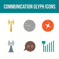 Conjunto de iconos de vector de glifo de comunicación única