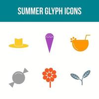 Unique Summer Glyph Vector Icon Set