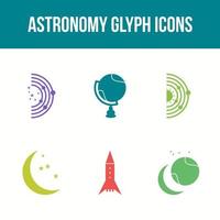 conjunto de iconos de vector de gifo de astronomía único