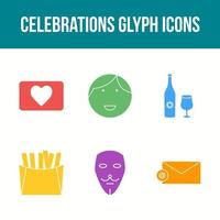 Unique Celebration Glyph Vector Icon Set