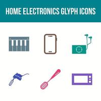 Unique Home Electronics Glyph Icon Set vector