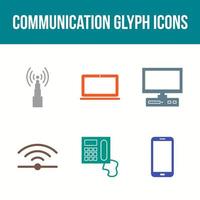 Conjunto de iconos de vector de glifo de comunicación única