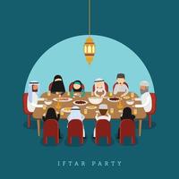 Iftar party with family in ramadan vector