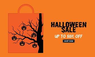 bolsa de papel de calabazas de venta de halloween vector