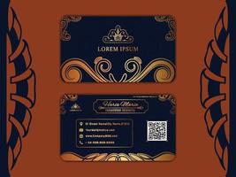 diseño de tarjeta de visita de lujo en oro negro vector