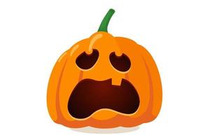 Spooky pumpkin jack o lantern with creepy smile. Happy halloween vector