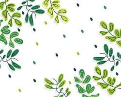 fondo de hojas verdes con ilustración dibujada a mano vector
