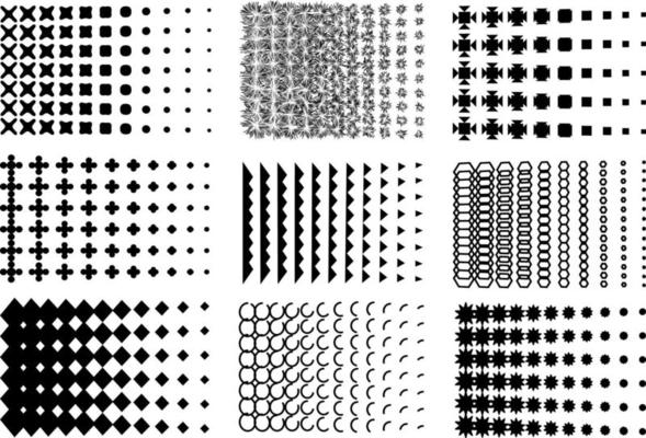 Vector halftone set. Group of black and white