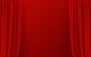 Background with 3D illustration luxury red silk velvet curtains. photo
