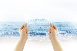 Summer frame and free space for text, summer background photo