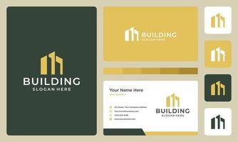 architectural building logo. business card design. vector