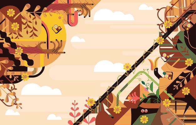 Abstract Flora And Fauna Composition Background
