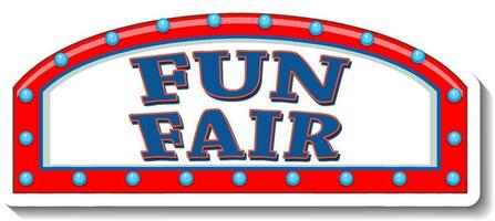 Sticker template with Funfair banner isolated vector