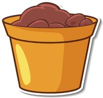 Sticker design with soil in a pot isolated vector