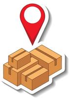 A sticker template with location pin on many boxs isolated vector