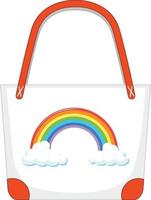 A white handbag with rainbow pattern vector